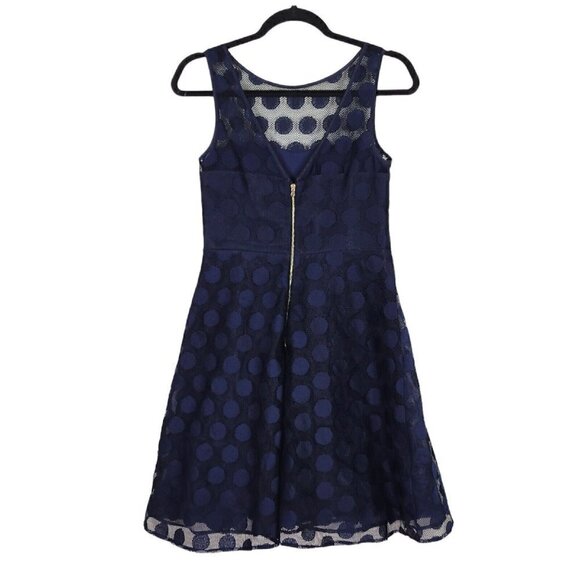 Betsey Johnson Princess Style Dress Size 2 Navy Polka Dot Lace Sleeveless - Picture 3 of 9